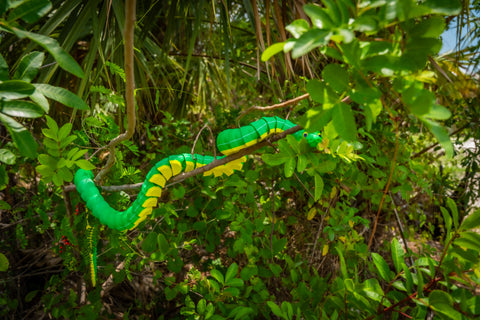 Fully Articulated 3D Printed Cartoon Green Tree Python – With Glass Eyes – Poseable Snake Toy