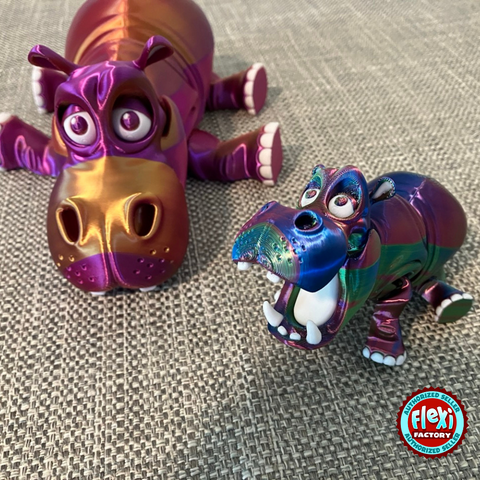 Adorable 3D Printed Hippo – Articulated Jaws & Legs – Poseable to Sit Like an Elephant – Custom Colors! 🦛