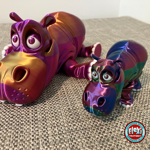 Adorable 3D Printed Hippo – Articulated Jaws & Legs – Poseable to Sit Like an Elephant – Custom Colors! 🦛