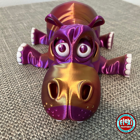 Adorable 3D Printed Hippo – Articulated Jaws & Legs – Poseable to Sit Like an Elephant – Custom Colors! 🦛