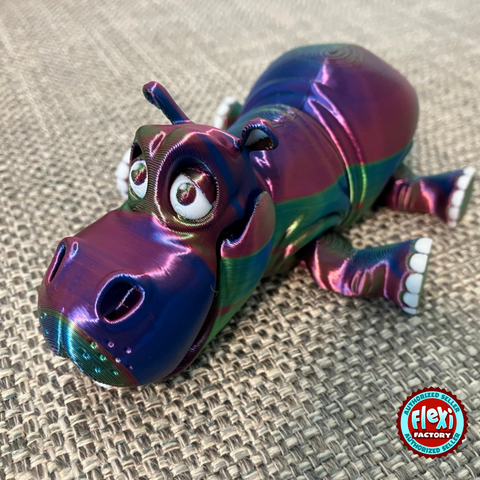 Adorable 3D Printed Hippo – Articulated Jaws & Legs – Poseable to Sit Like an Elephant – Custom Colors! 🦛