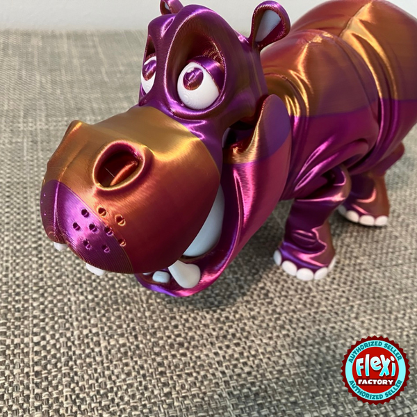 Adorable 3D Printed Hippo – Articulated Jaws & Legs – Poseable to Sit Like an Elephant – Custom Colors! 🦛