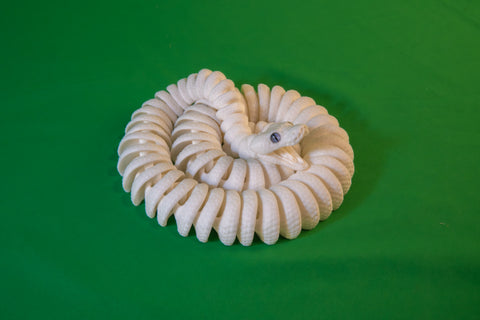 Ultra Realistic Leucistic Ball Python – Fully Articulated Snake with Glass Eyes & Moving Jaw – Lifelike White Python Replica for Display, Cosplay, & Collectors