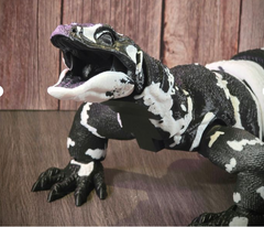 Ultra-Realistic 3D Printed Asian Water Monitor Lizard | Fully Articulated | Posable | Large Black & White PLA Sculpture