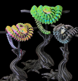 Ultra Realistic Green Tree Python– Fully Articulated Snake with Glass Eyes, Hinged Jaw, Detailed Mouth & Fangs – Includes Tree Stand Display