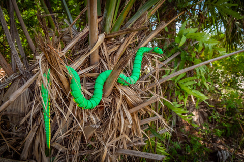 Fully Articulated 3D Printed Cartoon Green Tree Python – With Glass Eyes – Poseable Snake Toy